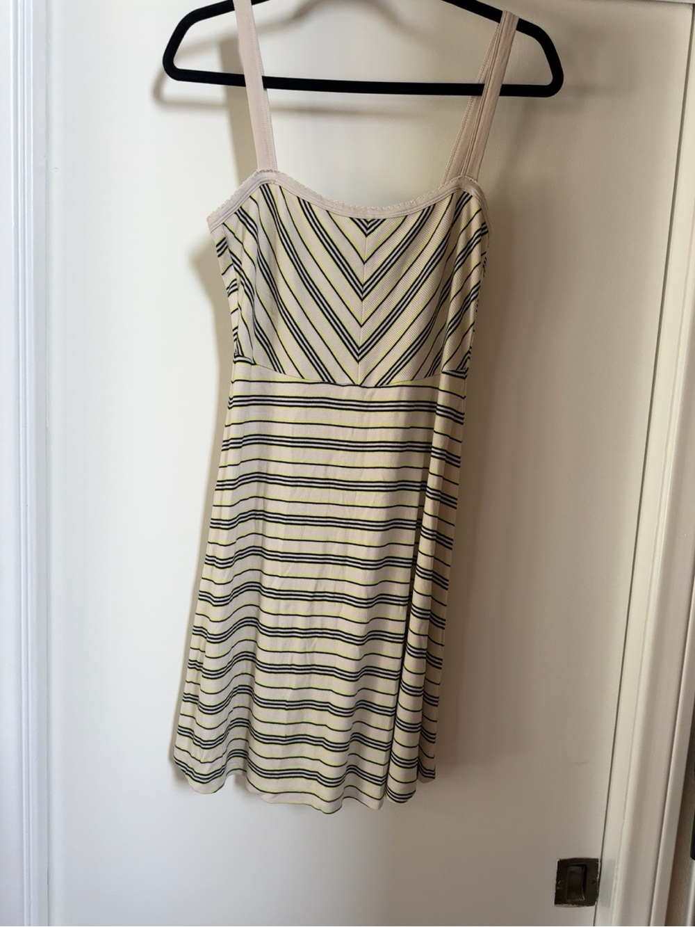 Volcom Striped Ribbed Mini Dress Size M Neon Yellow Black